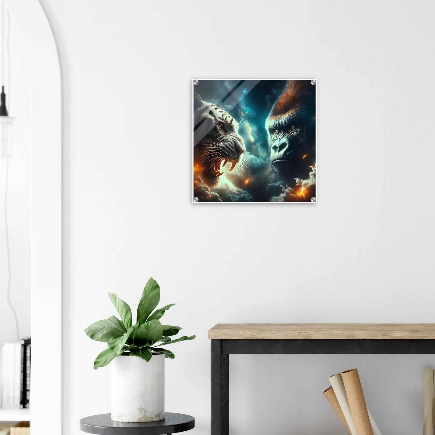 Tigre contre Gorille acrylique - Art mural