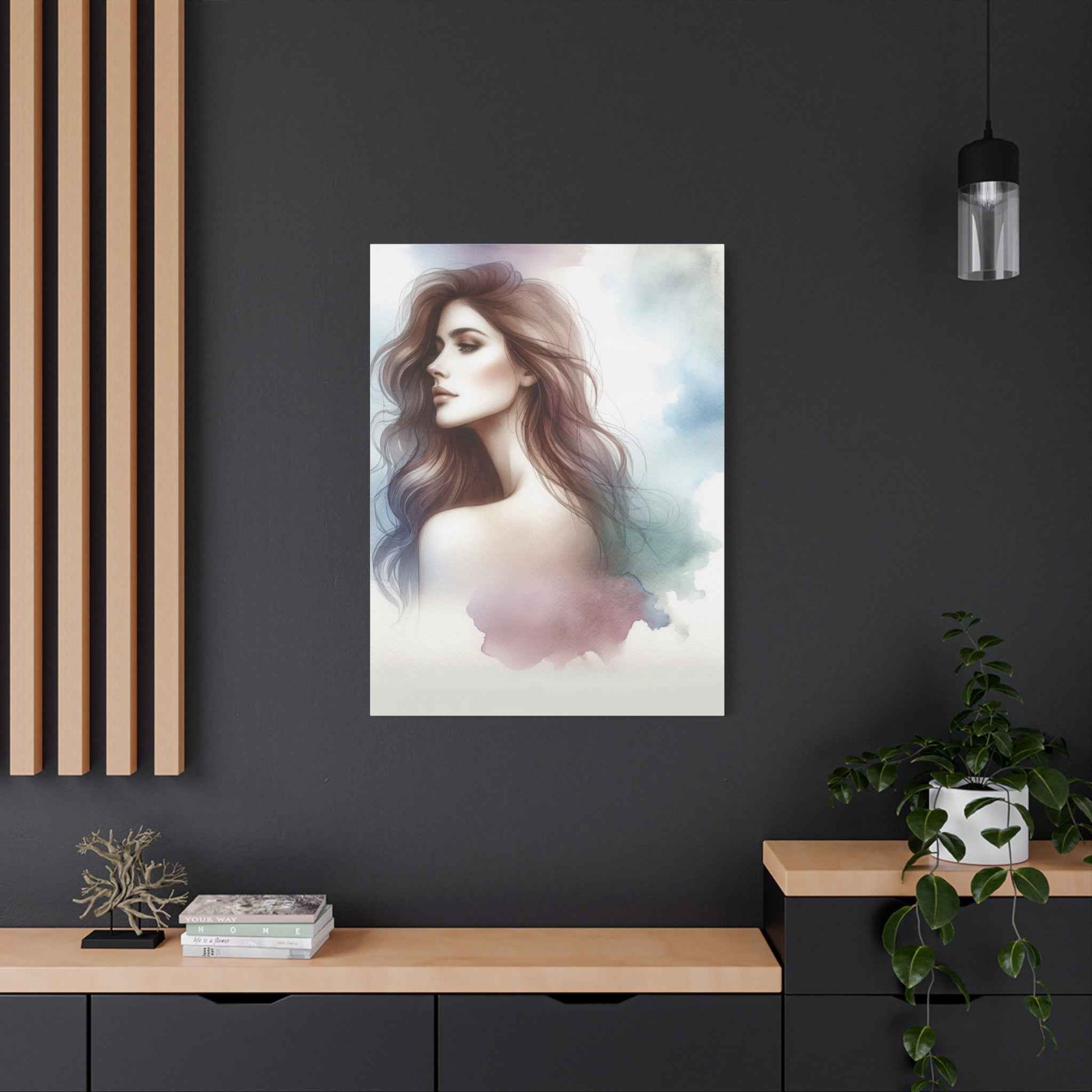 Portrait femme aquarelle - Oeuvre d'art unique et colorée