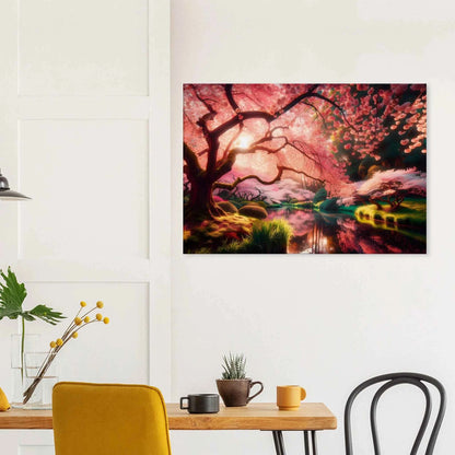 Impression sur toile de fleurs de cerisier japonaises – Paysage serein pour la décoration de jardin