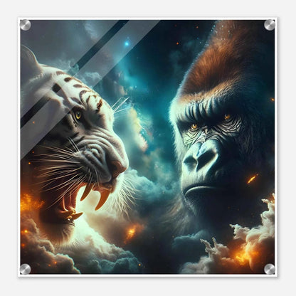 Tigre contre Gorille acrylique - Art mural